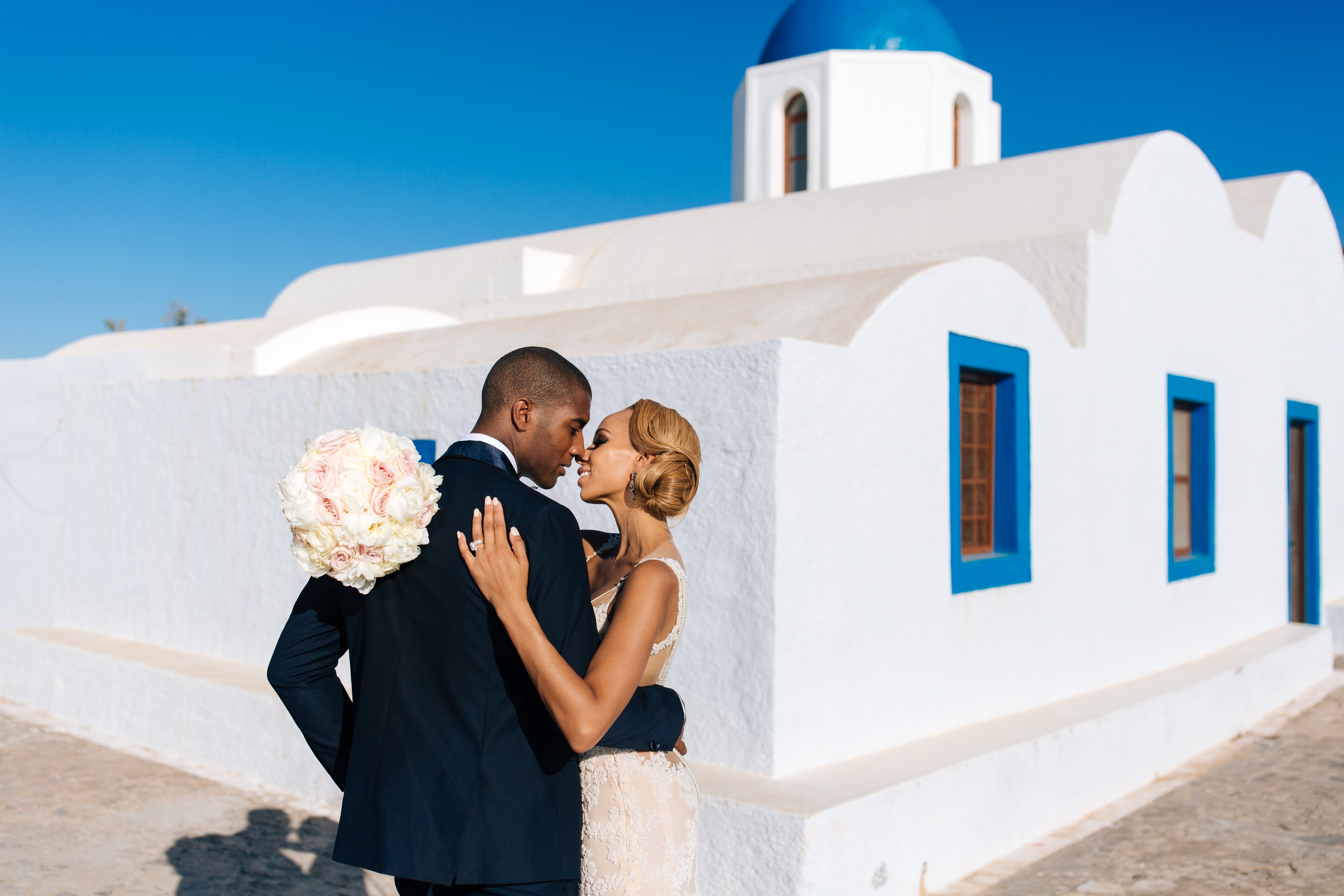 Bridal Bliss: Jordan and Essie's Romantic Santorini Wedding Is the Epitome Of Wedding Goals
